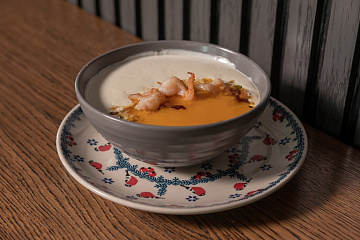 Крем суп из тыквы с креветками